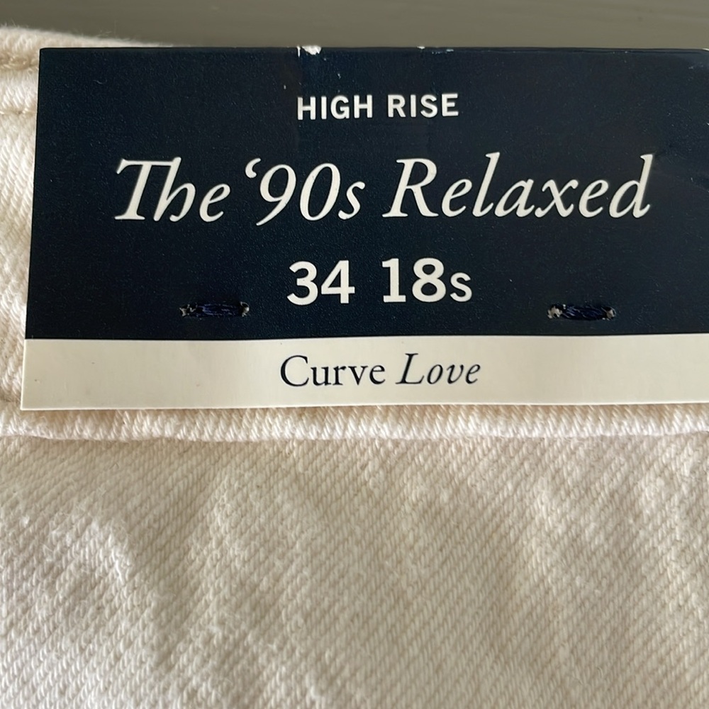 Abercrombie & Fitch High Rise white jeans 90’s relaxed 34 18R cotton pants (NWT) - Picture 4 of 5